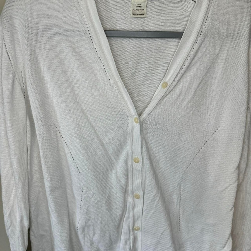 Henri Bendel V-neck‎ White Cardigan Size Large Vtg - Picture 7 of 7
